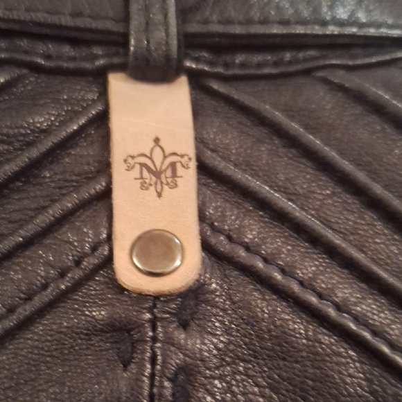 Mackage Dark Leather Jacket with Zipper Details - Picture 12 of 16